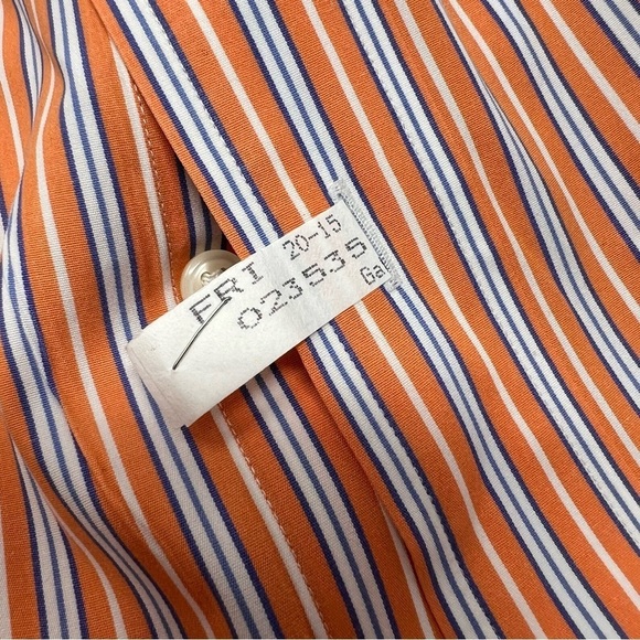 Ralph Lauren Custom Fit Long Sleeve Button Shirt Orange White Stripe Size XXL - Picture 13 of 14